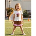 thumbnail image 3 of Cjfdfy Toddler Baby Girl Football Outfit Infant Baby Girl Summer Fall Clothes Cute Bow Rugby Embroidery Ruffled Short Sleeve T Shirt Tops and Shorts 2 Pcs Set, 3 of 8