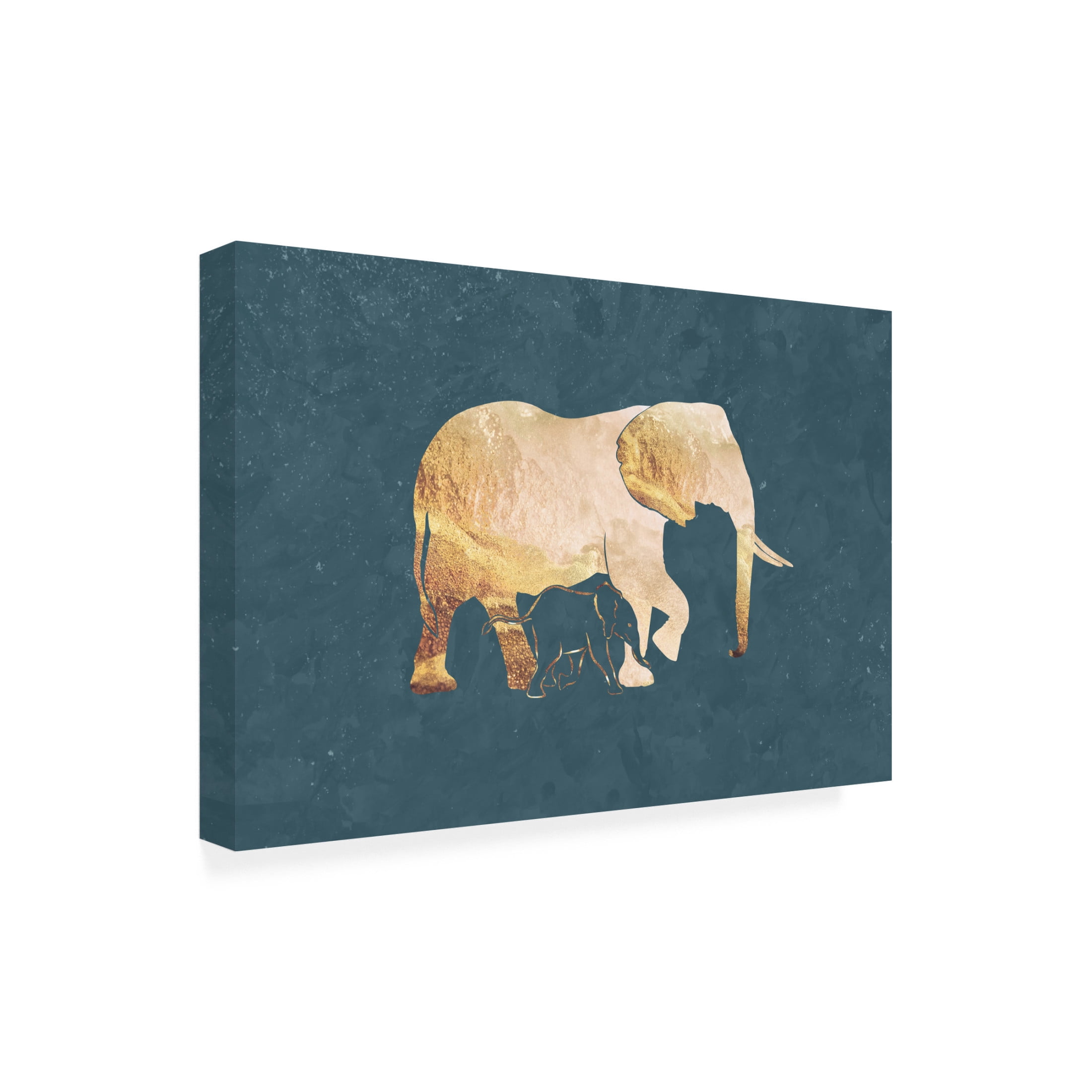 Trademark Fine Art Sarah Manovski Gold green elephants 1 Canvas Wall Art