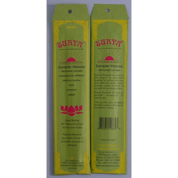 Masala Sampler Surya Superior Quality Incense 20 Sticks Walmart Com Walmart Com