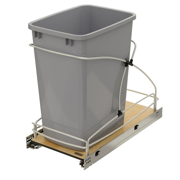 Rev-A-Shelf Single 35 Qt Pull Out Trash Containers, Gray, 54WC-1535SC-17-1
