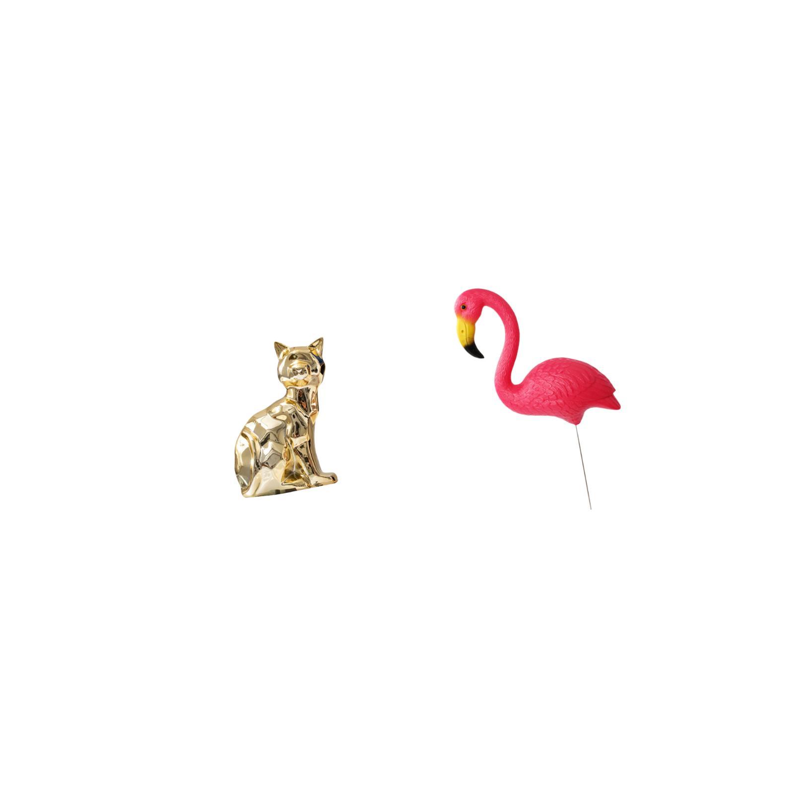 Dualoai Cat Bird Statue Decorative Figurine Animal Sculpture Art Craft Ornament for Fireplace Yard Art Ornament Backyard Fairy Garden Accessories Flamingo Garden Stake Sculpture for Holiday