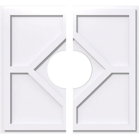 Ekena Millwork Cmp22ey2 07000 22 In Od X 7 In Id Square Embry Architectural Grade Pvc Contemporary Ceiling Medallion 2 Piece