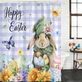 thumbnail image 2 of Easter Rabbits Shower Curtain, Waterproof Shower Curtains for Bathroom, Watercolor Eggs Flowers Butterflies Purple Plaid Washable Fabric Bathtub Curtain Set Bath Decor with 12 Hooks Stall 36"x72", 2 of 8
