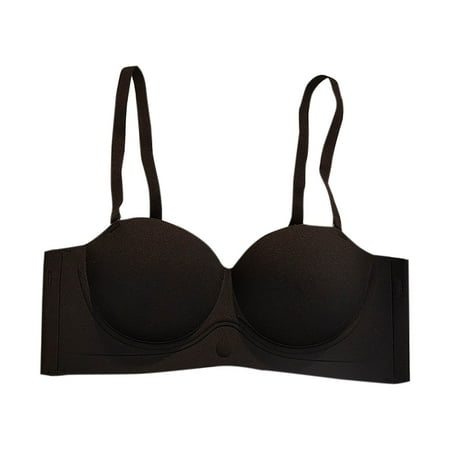 Gnurob Wireless Push Up Bra for Women  Seamless Comfort Bralettes No Underwire Bralette Adjustable Strap Bandeau Full Coverage Everyday Bras Clearance Deals  Black Large
