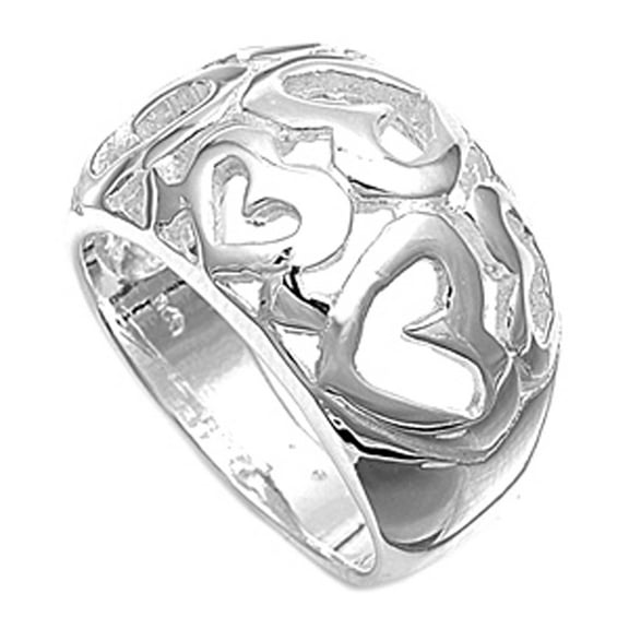 Filigree Heart Purity Promise Dome Ring .925 Sterling Silver Band Jewelry Female Male Unisex Size 7