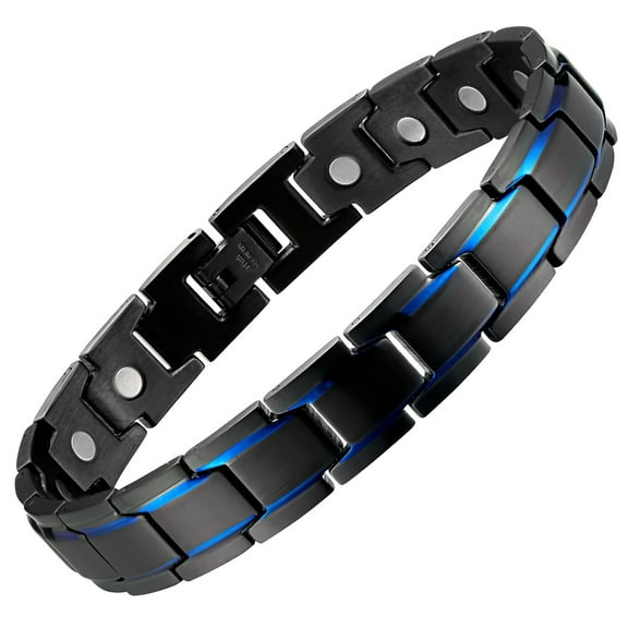 1pc Stylish Men's Magnetic Bracelet - Black and Blue Stainless Steel with Adjustable Sizing Tool, Strong Magnets, Jewelry Gift for Him, Perfect for Any Occasion,Black And Blue