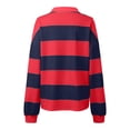 thumbnail image 5 of Women Striped Color Block Polo Sweatshirt Lapel Collared Long Sleeve Oversized Shirt Trendy Spring Clothes (Red S), 5 of 5