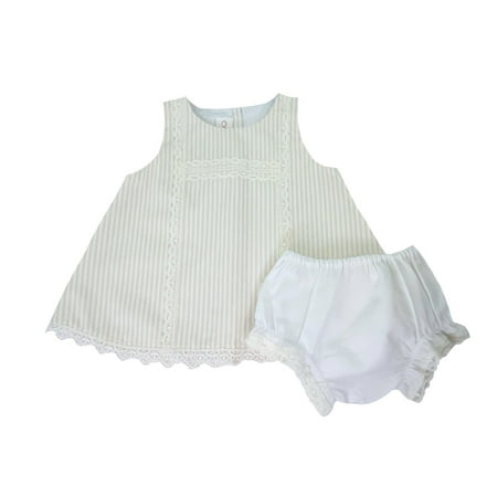 

Infant Girl Dress Ivory-Vanilla A-Line Dress and Bloomers Set