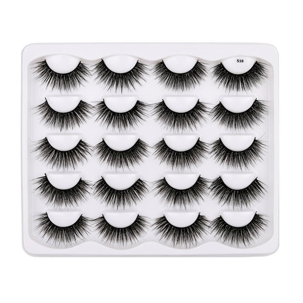 Pestañas naturales, pestañas postizas, pestañas cortas, pestañas postizas gruesas naturales, 10 pares de pestañas mixtas, pestañas de visón de imitación, pestañas postizas artificiales puras, pestañas