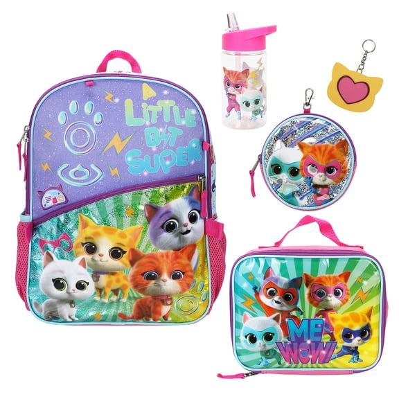 SuperKitties 5-Piece 16" Backpack And Lunch Set For School & Travel