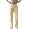 Women's Wide Leg Jeans High Waisted Flat Button Stretchy Baggy Basic Straight Denim Pants with Pockets
