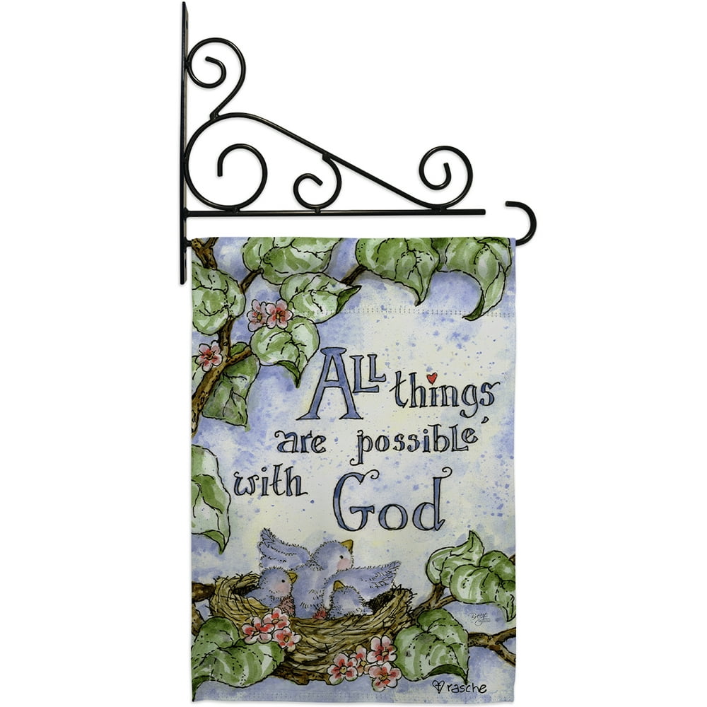 Bible Verses All Things Are Possible With God Garden Flag Set Religious