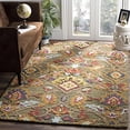 thumbnail image 2 of Safavieh Blossom Collection BLM402B Handmade Premium Wool Area Rug, 4' x 4' Square, Green / Multi, 2 of 4