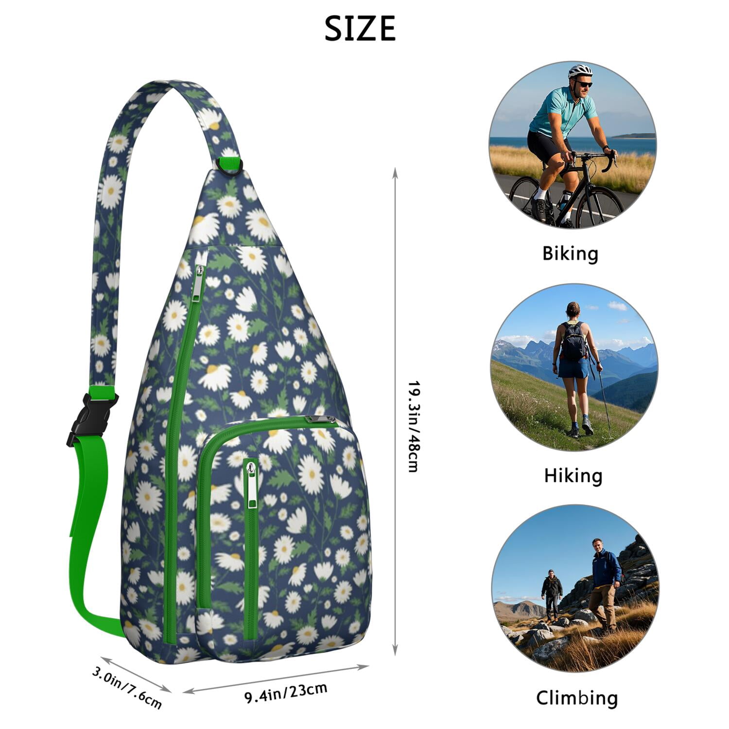 Lightweight Waterproof Sling Bag with Sunflower Pattern for Women