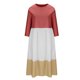 thumbnail image 5 of Puntoco Vestido De Manga Tres Cuartos Con Empalme De Color En Contraste Informal De Algodón Y Lino De Color Sólido Con Cuello Redondo De Primavera Y Verano Para Mujer Rojo Xl, 5 of 6
