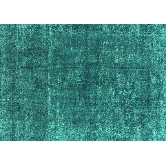 Ahgly Company Indoor Rectangle Oriental Turquoise Blue Industrial Area Rugs, 7' x 10'