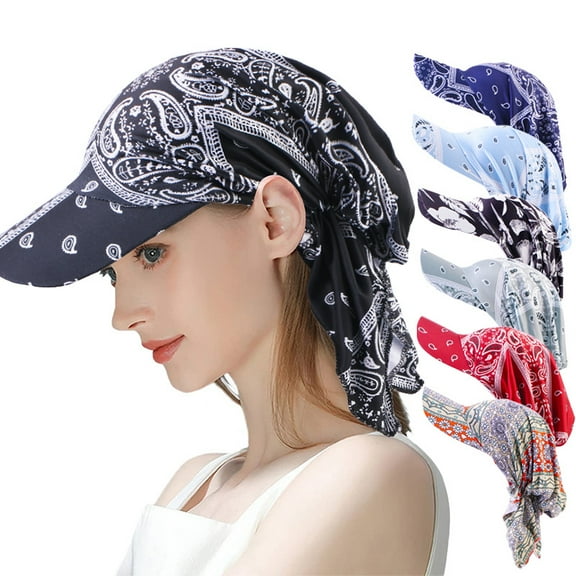 Dalrosia Womens Paisley Bandana Head Scarf Hat Summer Folding Anti-UV Golf Tennis Sun Visor Cap