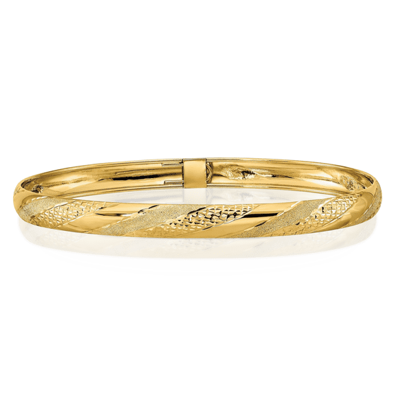 14K Solid Yellow Gold Twisted Flexible Bangle Bracelet
