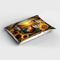 thumbnail image 2 of Ambesonne Rustic Pillow Sham, Sunset Rooster Sunflowers, 26" X 20", Earth Yellow and Caramel, 2 of 2