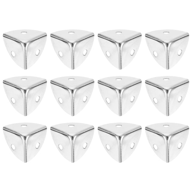 Uxcell 12 Pack Decorative Box Corner Cover, 18mm Metal Edge Guard, Furniture Corner Edges Protector, Silver