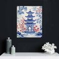 thumbnail image 4 of Nawypu White Coral Navy Blue Asian Chinoiserie Pagoda Canvas Wall Art Printed Ready to Hang Canvas Pictures Artwork Posters Decoration for Living Room Bedroom Office Coffee Club New Home, 4 of 4