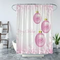 thumbnail image 4 of Merry Christmas Shower Curtain Pink Christmas Balls Fantasy Snowflake Winter Holiday Happy New Year Pine Fabric Bathroom Decor Set with Hooks, 4 of 4