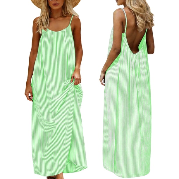 Una Línea Vestidos de Verano para las Mujeres 2025 sin Mangas Cami Espagueti Correa Vestidos para las Mujeres Vestido de Sol Largo Flujo