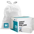 thumbnail image 1 of Plasticplace Bolsas de basura de ajuste personalizado Simplehuman (x) compatible con código H, 8-9 galones, 30-35 litros, 18.5 x 28 pulgadas, 200 unidades, color blanco, 1 of 6