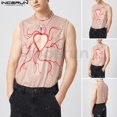 thumbnail image 4 of INCERUN Hombres Moda Corazón Corte Radiante De Punto Cuello En V Tanques, 4 of 4