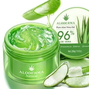 ALODERMA Organic Pure Aloe Vera Gel Made with 96% USDA Organic Certified Aloe Vera within 12 Hours of Harvest (200g, 7.0 oz), Suitable for All Skin Types – No Sticky Residue – Eco-Friendly