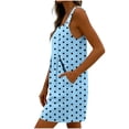 thumbnail image 3 of Overall Romper Shorts for Women with Pockets Adjustable Strap Summer Loose One Piece Short Bibs Jumpsuits (XL, Sky Blue|Polka Dots), 3 of 8