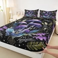 thumbnail image 3 of Manfei Female Men Purple Mushroom Twin Sheet Sets 3pcs,Starry Sky Twin Fitted Sheet Microfiber,Botanical Plants Breathable Flat Sheet,Microfiber Bedroom Decor, 3 of 7