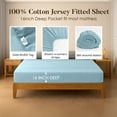 thumbnail image 4 of Dan River King Fitted Bottom Sheet only Jersey Knit Cotton Soft Absorbent with Deep Pocket - Aqua, 4 of 10