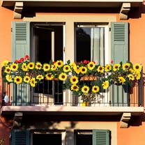 Artificial Sunflower Garland Hanging Vines Silk with Green Leaves 3 Pack 7.5ft Strand