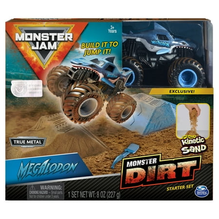 Monster Truck Wrapping Paper Monster Jam, Megalodon Monster Dirt Starter Set, Featuring 8oz of Monster Dirt and Official 1:64 Scale Die-Cast Monster Jam Truck ()