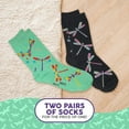 thumbnail image 5 of Foozys Small/Medium Novelty Crew Socks | Dragonflies Cute, Fun & Makes a Great Gift! | 2 Pair (Black & Teal) | Women’s Shoe Size 4-10, 5 of 8