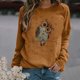 thumbnail image 1 of ICHUANYI Clearance Women Fashion Round Neck Long Sleeves Tops Blouse Pullover Sweatshirt(Khaki, M) ICHUANYI WER2023080910664, 1 of 3