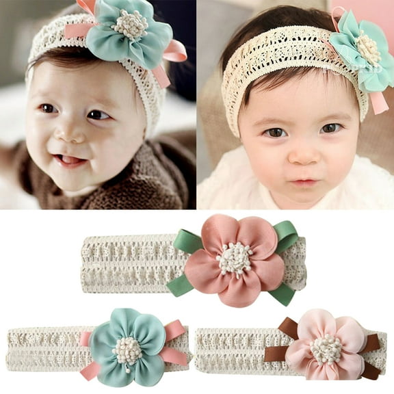 SPRING PARK Baby Girl Cute Headband Headwraps Knitted Wide Bows Hair Band Holder