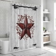 thumbnail image 5 of Shower Curtain Red Barn Star Berry Bathroom Curtains with Hooks, Waterproof Fabric Rustic Farmhouse Door Wall Bath Shower Curtains Set for Bathroom Bathtubs Decor 36x72 Inch, 5 of 9