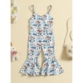 thumbnail image 3 of Bagilaanoe Toddler Baby Girl Jumpsuit Sleeveless Print Romper Overalls 12M 18M 24M 3T 4T 5T Kids Long Flare Pants Summer Outfits, 3 of 9