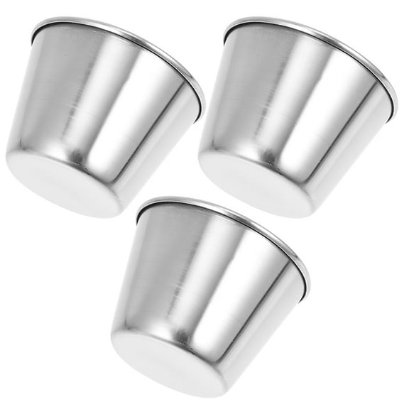 3 Pcs Sauce Cup Dip Kitchen Supply Stainless Steel Mini Dessert Plates Food Seasoning Bowl Ramekin