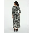 thumbnail image 3 of Time and Tru Women's V-Neck Maxi Dress with ¾-Length Sleeves, Sizes XS-XXXL, 3 of 5