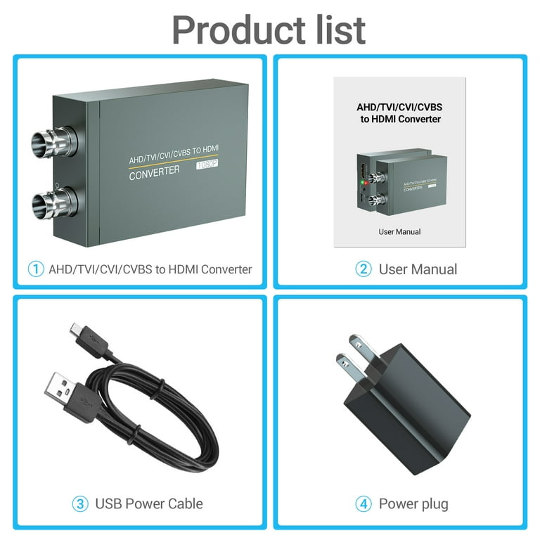 CVBS/CVI/TVI/AHD to HDMI Converter with Loop Out, 720P/1080P/3MP