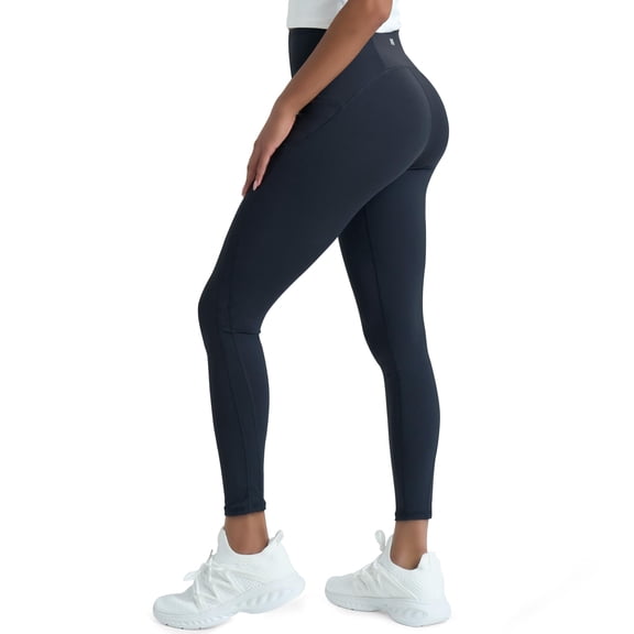 High Waisted Leggings for Women Tummy Control, Yoga Pants Women, Gym Workout Leggings with Pocket Black Night, Large