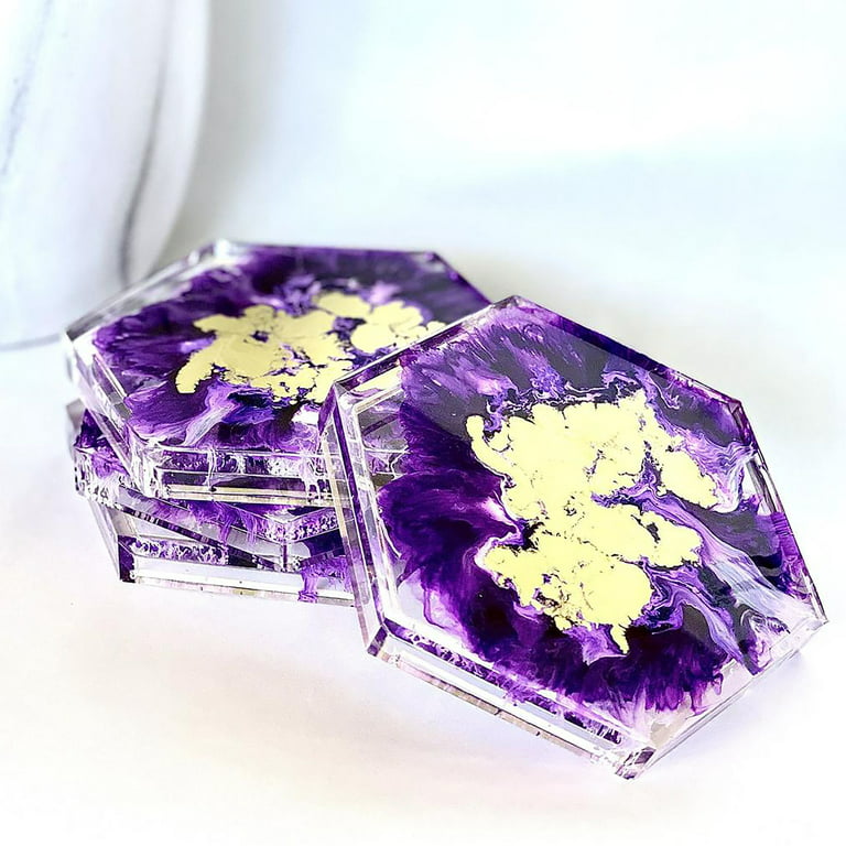 Square Resin Coaster Silicone Mold With Gem Details