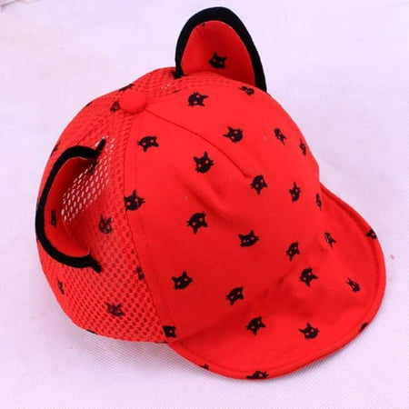 

Sunhillsgrace Baby Care Toddler Cat Peak Cap Baby Revers Net Cap Sunhat Red