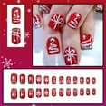 thumbnail image 2 of 24PCS Short Square Press on Nails Christmas False Nails With Glitters Snowflake on Nails For A Festive Look, 2 of 8
