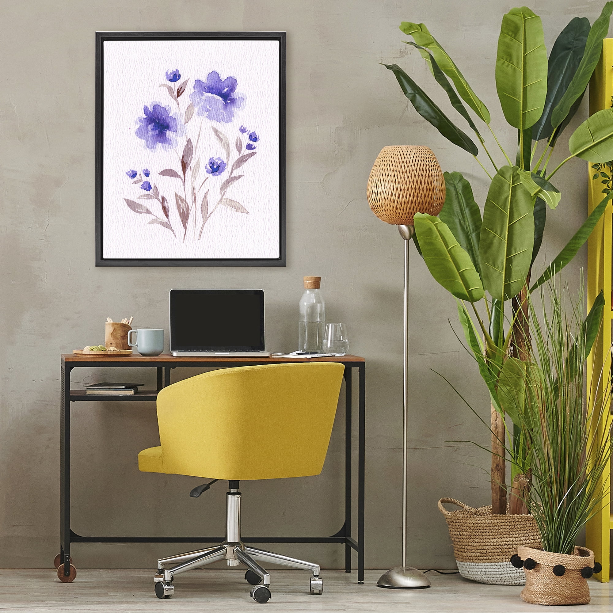 Stupell Industries Blooming Purple Flowers Black Framed Floater Canvas Wall Art, design by Leah Noel Art