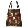 thumbnail image 4 of Vsdgher Log Cabin Inside Print Insulated Reusable Bags with Sturdy Zipper and Handles, Foldable Totes for Hot or Cold Food Bring or Delivery, 4 of 8