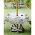 thumbnail image 4 of Hokiten Outdoor Tablecloths with Umbrella Hole & Zipper, Sage Green Shell Round Tablecloth 54 Inch, Coastal Nautical Seahorse Conch Coral Waterproof Table Cloth, Patio/Pool/Picnic Table Covers, 4 of 7
